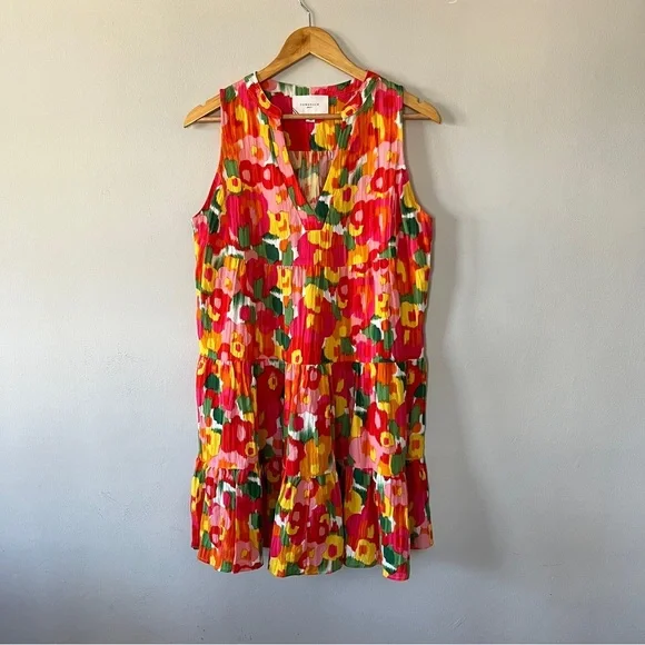 Pomander Place Magnolia watercolor sleeveless Kenzo dress tiered size M - Picture 3 of 7